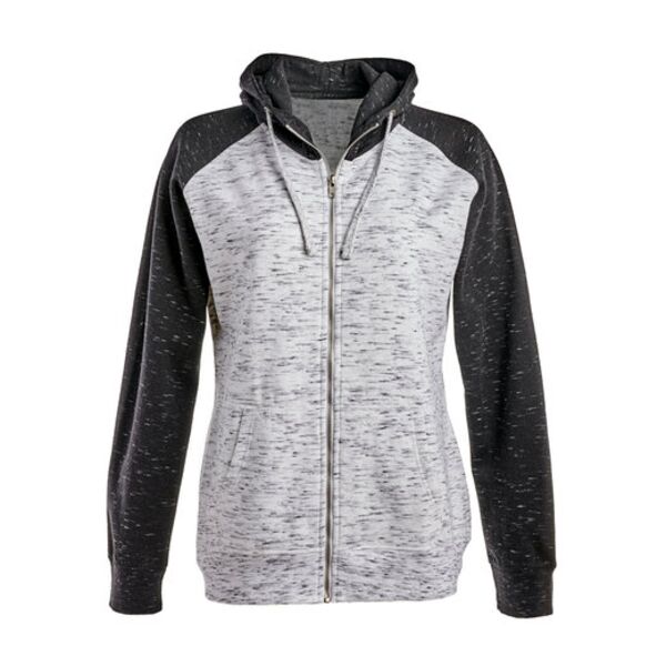 Ladies' Mélange Fleece Two-Tone Full-Zip Hooded Sweatshirt Thumbnail